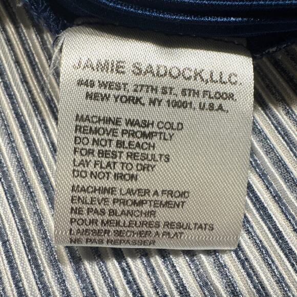 JAMIE SADOCK Golf Top Small Sleeveless Blue Stripe 1/4 Zip Performance Shirt - Picture 3 of 10